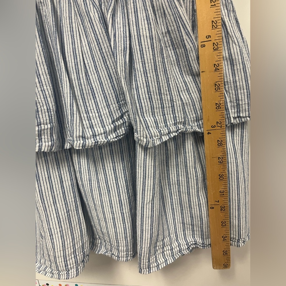 American Eagle Blue and White Cotton Linen Striped Mini Ruffled Dress Size M - Picture 7 of 9